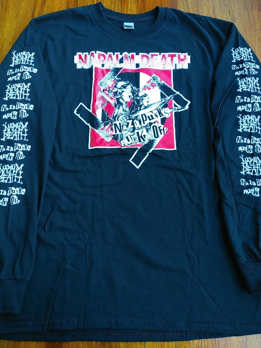 NAPALM DEATH 長袖 Tシャツ nazi punks fuck off 黒L ロンT / morbid angel carcass terrorizer deicide cannibal corpse suffocation_画像1