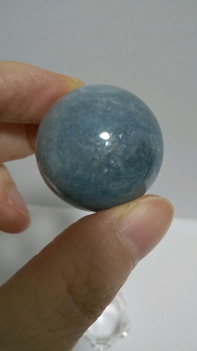28mm アクアマリン 丸玉 スフィア 台座付き