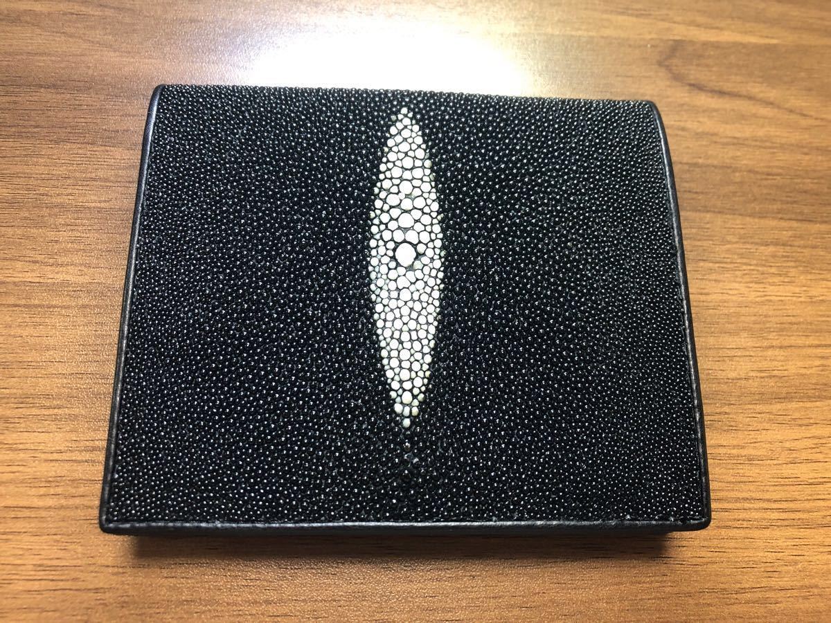 （残り2点）タイROTA製 高品質スティングレイ・エイ革 二つ折り財布 スターマーク