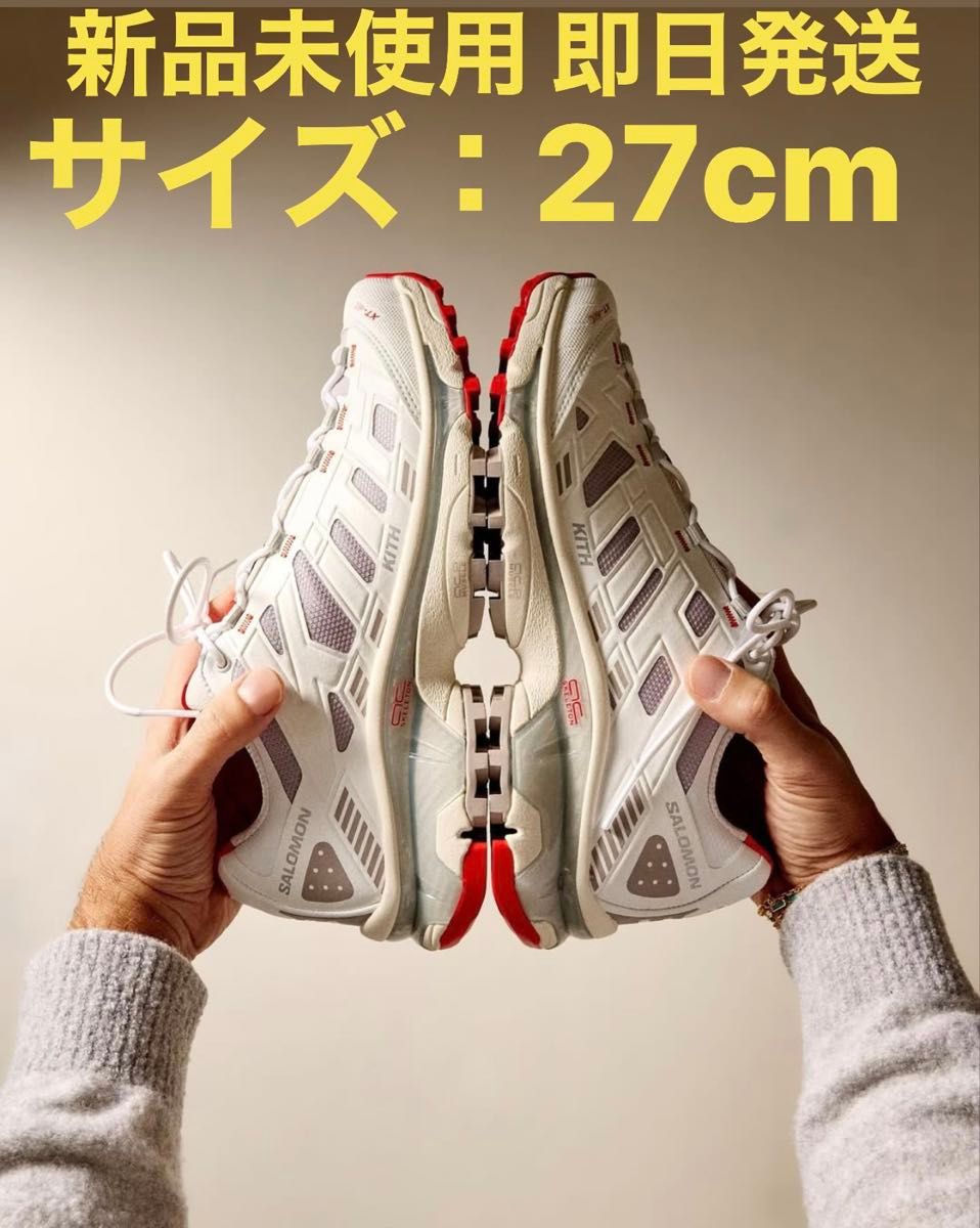 KITH × Salomon XT-4K "Bright White/Ashes of Roses/Fiery Red" 27cm