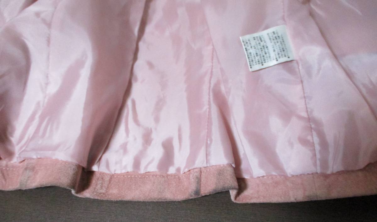 トップス 上着 ジャケット コート ショート 羽織 はおり 軽装 豚革 ポリエステル ピンク 薄ピンク MORGAN モルガン 美品 サイズ 38 M L 激_画像9