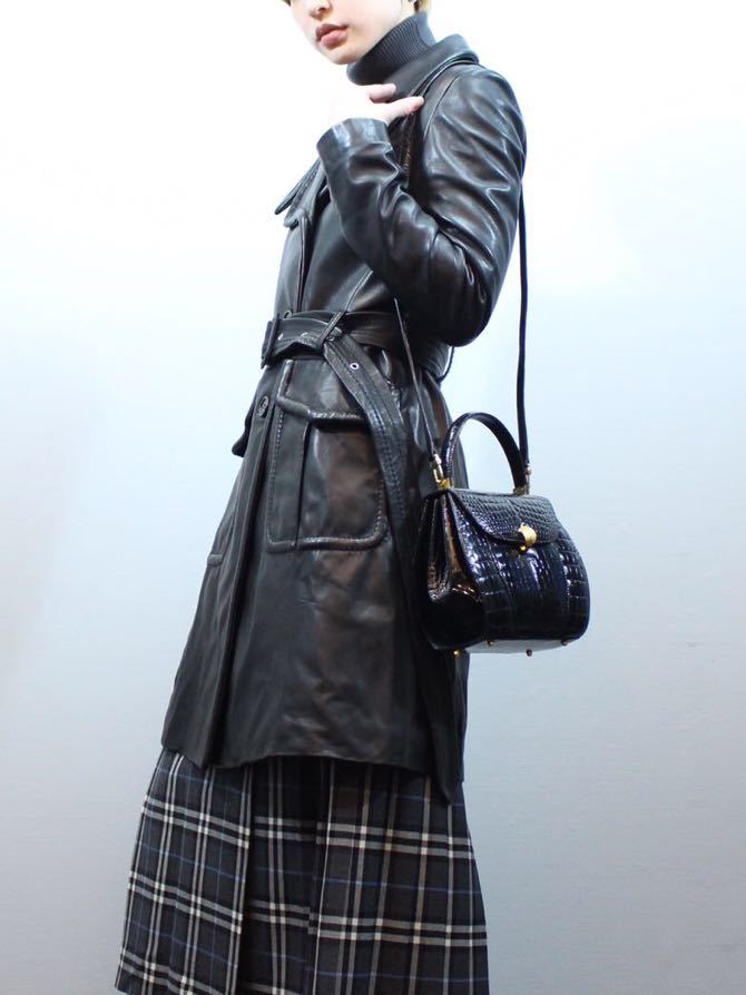 SHINING CROCODILE LEATHER 2WAY SHOULDER BAG MADE IN INDONESIA