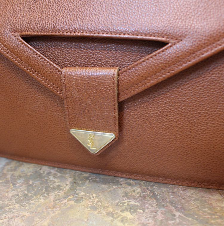 YVES SAINT LAURENT LOGO LEATHER CLUTCH BAG/イヴサンローランロゴレザークラッチバッグ_画像2