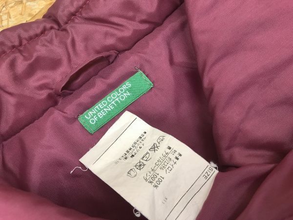 【イタリア製】UNITED COLORS OF BENETTON ベネトン Sサイズ レディース ジャケット 若干薄手 中綿入り 長袖 ナイロン100% ベイクドピンク_画像2