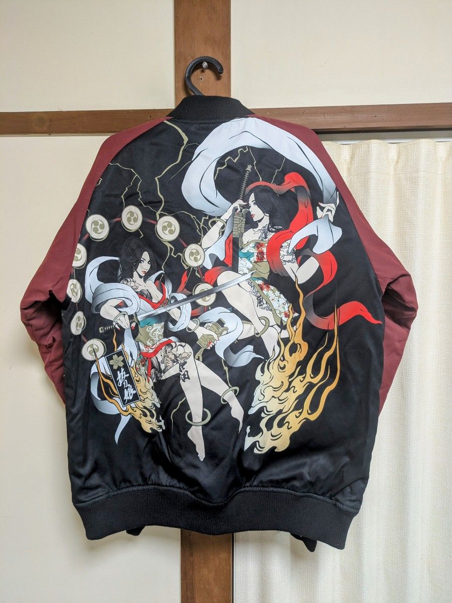 抜刀娘ブルゾンMA-1プリントスカジャン中綿入り XL