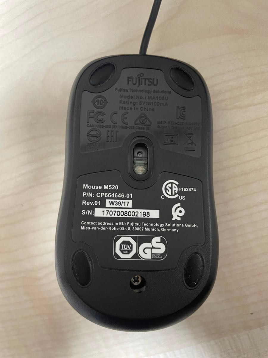 純正品 富士通 MA106U M520 CP664645-01 光学式マウス ブラック 純正品 富士通 MA106U M520 CP664645-01 光学式マウス ブラック