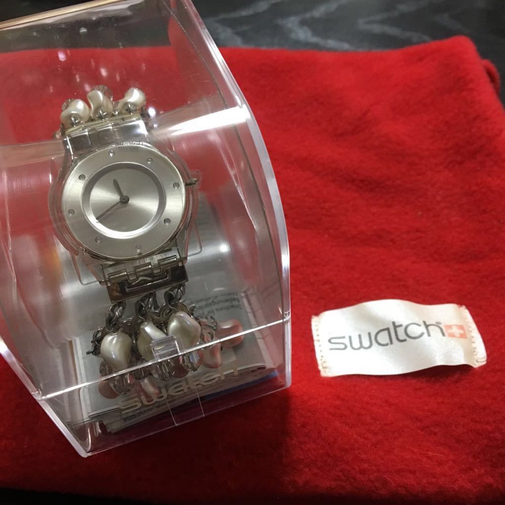 swatch swiss SFK305G レディース腕時計/真珠調 未使用 ケース 巾着 説明書 サービスカード付きの画像1