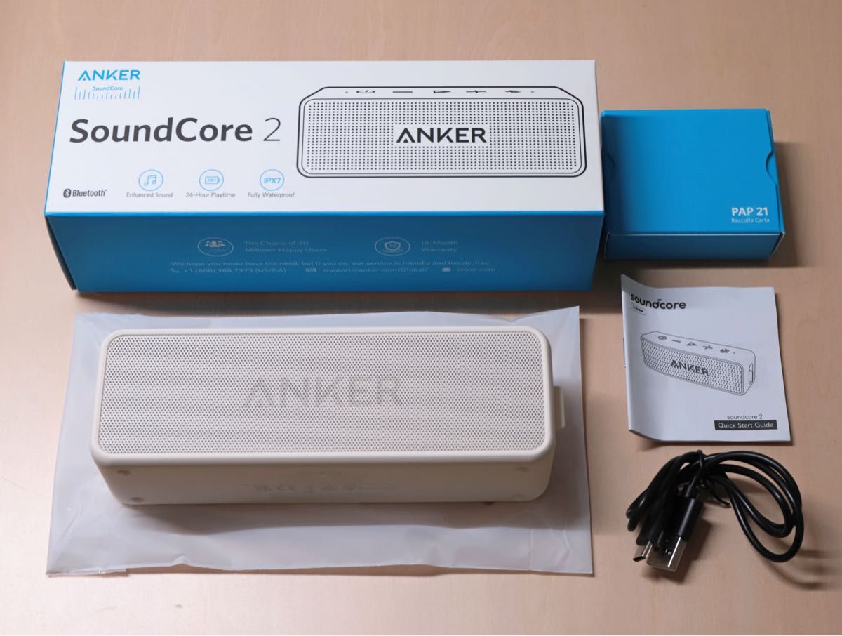 Anker SoundCore 2 Bluetooth スピーカー オフホワイト(ほぼ Anker SoundCore 2 Bluetooth スピーカー オフホワイト(ほぼ