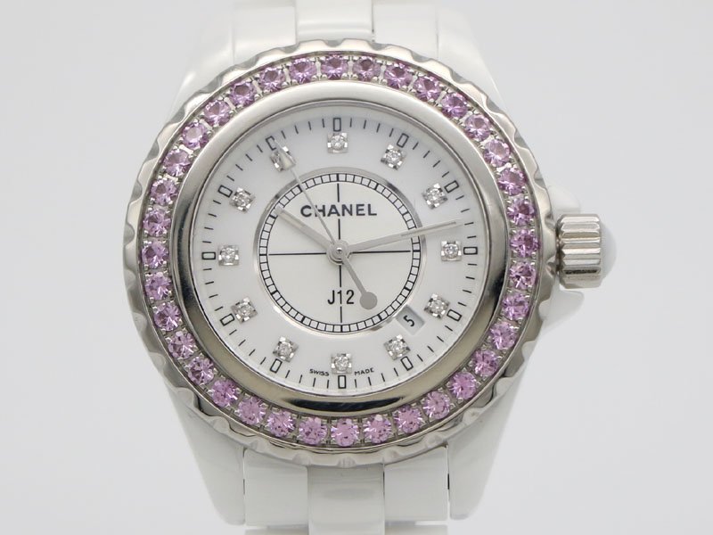 シャネル CHANEL 】 H2010 J12 ピンクサファイアベゼル 12Pダイヤ 33mm