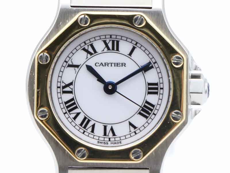 カルティエ Cartier 】 腕時計 サントスオクタゴン SM K18/SS 自動巻き