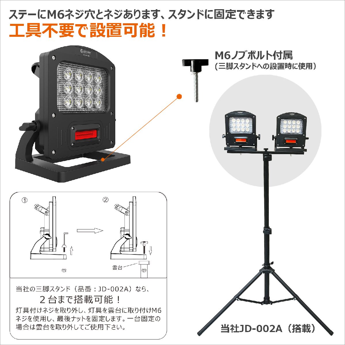 LED投光器 充電式 ポータブル投光器 小型 ledライト 明るい 看板照明