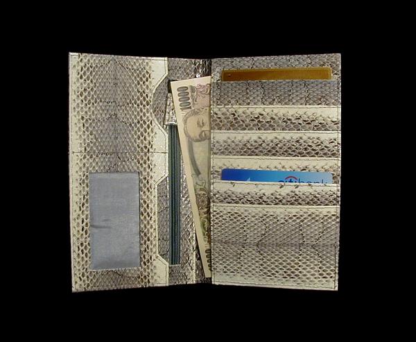 インドネシア・本ヘビ革製カードがたくさん入る長財布（水田蛇ホ_画像1