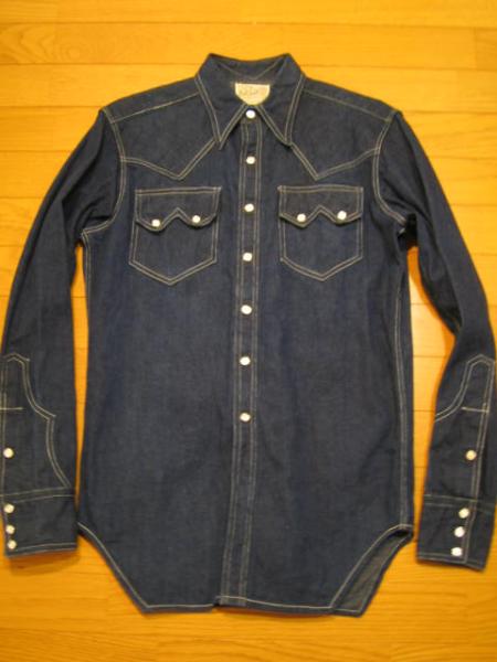 ほぼデッドストック 1940-50's Dall Smith ビンテージ インディゴ デニムシャツ ウエスタン カウボーイリーバイス ショートホーンタイプ