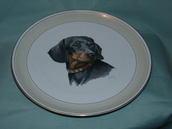 ■２０世紀後半　ミュヘン金彩犬の絵飾り皿■■