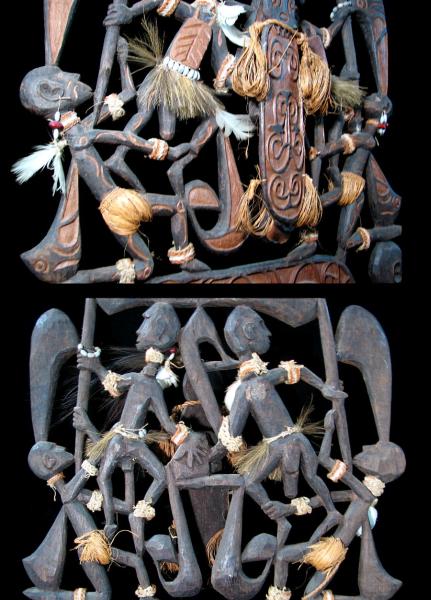 インドネシア・パプア州アスマットのパネル彫刻（男女同一像）_画像3