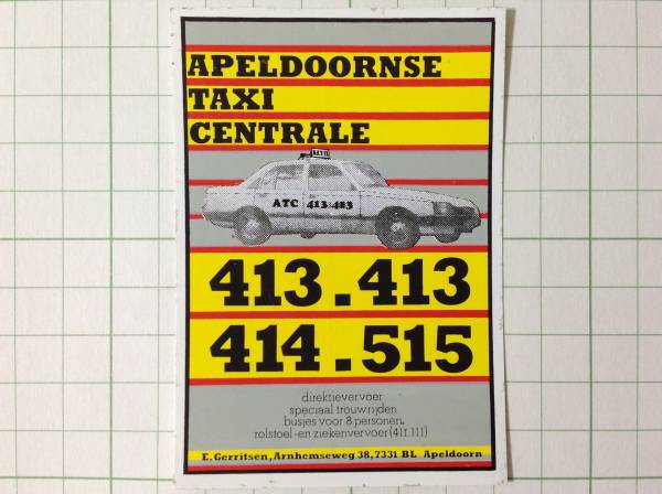古い 外國のステッカー：ヨーロッパ タクシー 広告 車 ロゴ レア 北歐 TAXI 西洋 +Cb