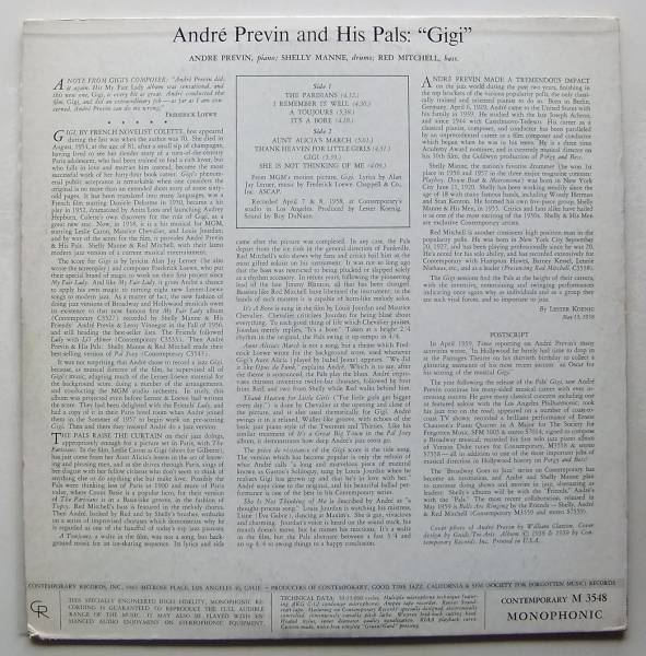 ◆ ANDRE PREVIN & His Pals / Gigi ◆ Contemporary C3548 (yellow:dg) ◆ S_画像2