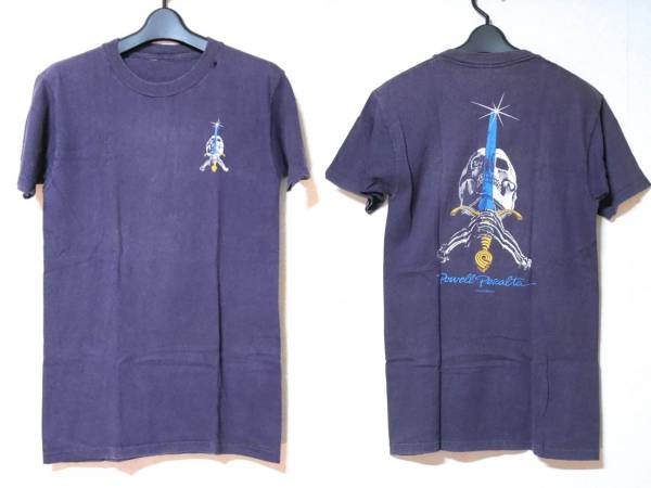本物 1978年制 POWELL PERALTA Tシャツ 紺 S スカルソード/パウエル ペラルタ ステッドマン STEDMAN サンタクルーズ VINTAGE ビンテージ