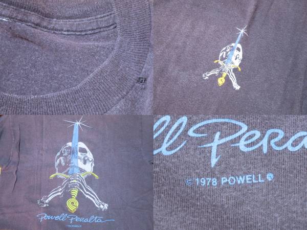 VINTAGE POWELL PERALTA クロスボーン 両面プリント 半袖 T-sh T