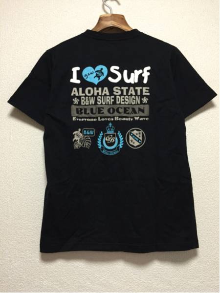 [即決古着]BLUE OCEAN/I LOVE Surf/Tシャツ/半袖/プリント/黒/ブラック/Mサイズ_画像2