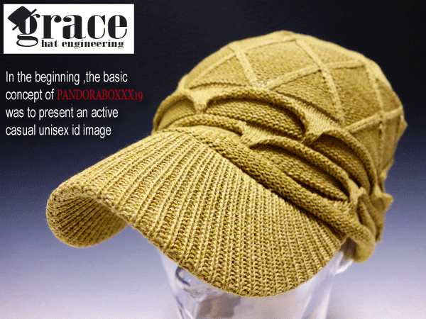 grace hat★つば付きニットキャスケット【BE】新品 つば付ニットルーズワッチ