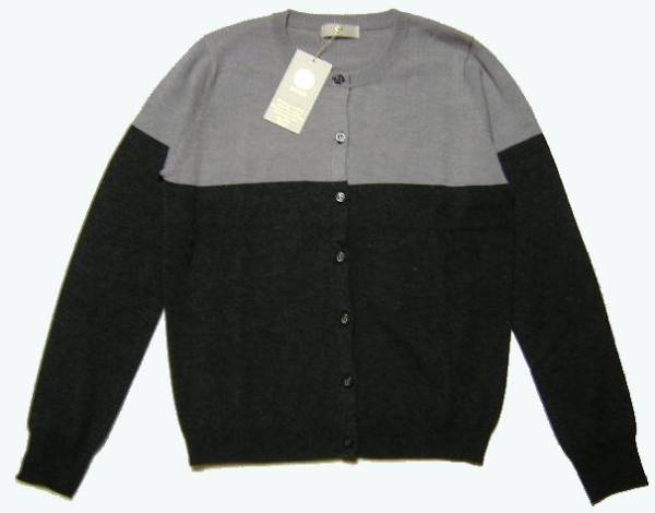 タグ付き?未使用◆ルスークLESOUK／丸首カーディガン14,000円グレー／長(zhǎng)期保管品