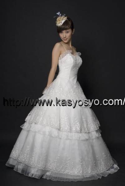 【KASYOSYO】カワイイ系プリンセスライン ウエディングドレス ホワイトとオフホワイトから選べます