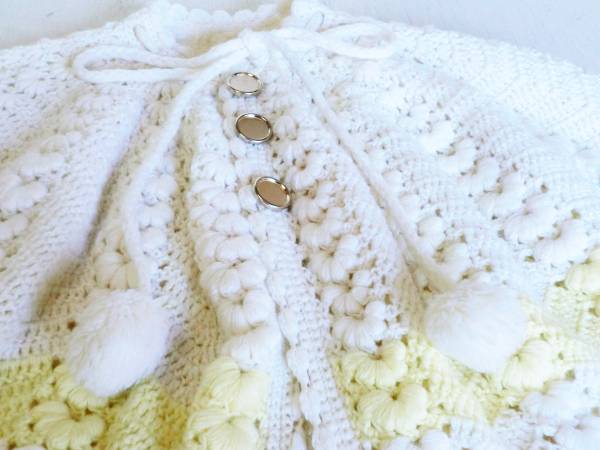 ** baby накидка * желтый * ручной вязки *3. кнопка *USED**