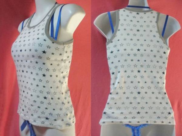 USED Kids star pattern tank top size 130 white color 