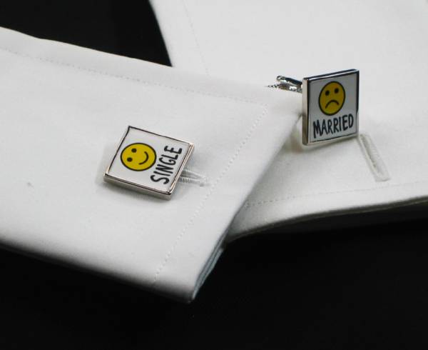 ★カフスボタン ONYX ART CK377 SINGLE　MARRIED Cufflinks　独身貴族(^_-)-☆　　結婚は墓場です・・・(-_-;)_画像3