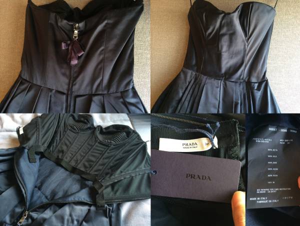 極上 新品 プラダ 最高級 シルク ワンピース ドレス 38 フォーマル PRADA_画像3