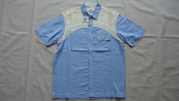 Stussy Surf Line S/S Shirt 青/黄 M 半額 50%off サーフ ステューシー 半袖シャツ NY LA LONDON TOKYO PARIS レターパックライト