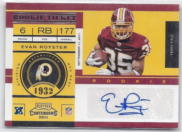 2011 Playoff Contenders Evan Royster Auto RC_画像1