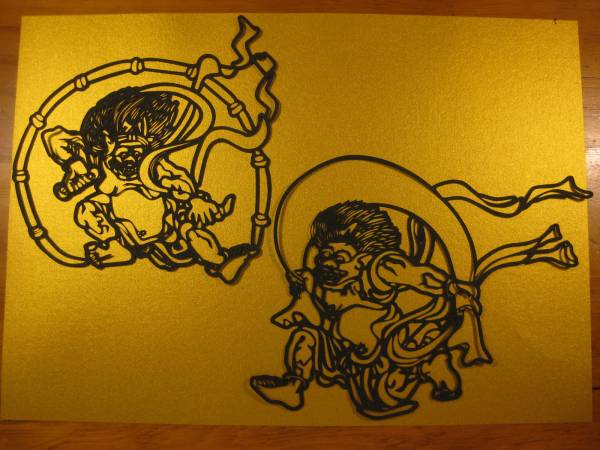 Yahoo!オークション - 切り絵 風神・雷神ライン切り Yahoo!オークション - 切り絵 風神・雷神ライン切り