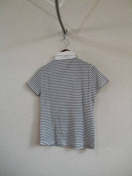 TOMMYHILFIGER白×黒ボーダー卆袖ポロシャツ（USED）50315②)