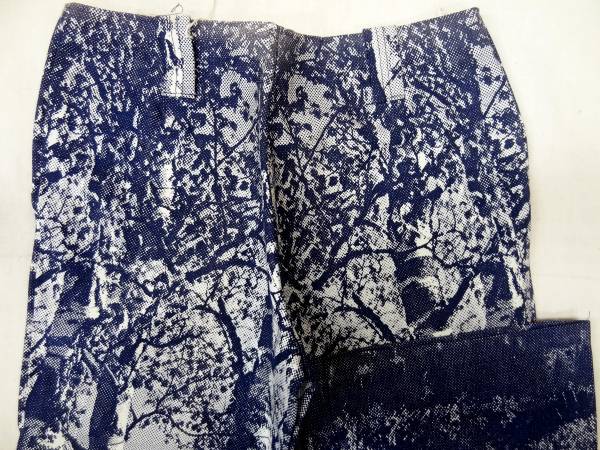 ビンテージ 希少 70S ウッドストック タイプ 総柄 ドット 木 白樺 フォト プリント フレア パンツ ベルボトム 青 白 寫(xiě)真 ブーツカット 珍