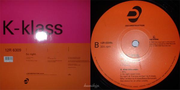 K-Klass So right + 2 trx Deconstruction 1992 90s UK dance techno house_画像1