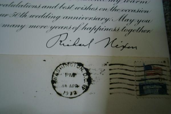 ニクソン大統領からの結婚50周年記念のカード　金婚式_画像2