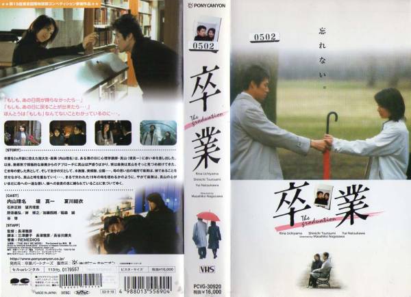 936 VHS 監督・長澤雅彦 卒業 The graduation 内山理名・堤真一_画像1