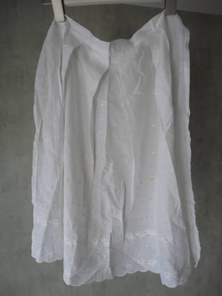*60s France Vintage cotton apron skirt white 