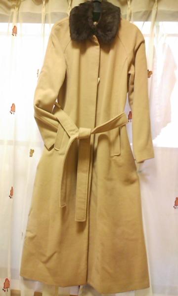 新品 ◆ ファー付 ウールステンカラー ロングコート LL 13号 XL 大きいサイズ ウールマーク_襟ファーは取外し可