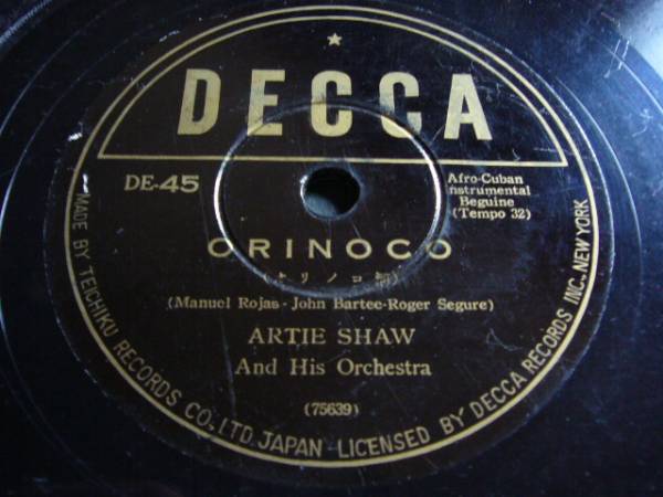 ■SP盤SPレコード■3244(B)　ARTIE SHAW　オリノコ河_画像1