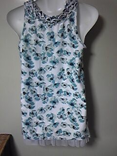 L176* as good as new * white ground blue floral print tunic *M size 