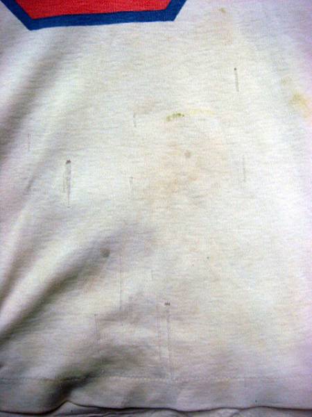 ビンテージ 希少 70S VOTE 選挙 染込み プリント トリコロール クレイジー カラー Tシャツ ピース 3色 白 赤 青 USA 配色 ブルー レッド 珍