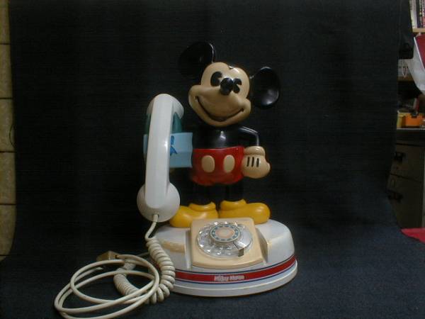 人気スポー新作 1980年　当時物　ミッキーマウス　38.5cm　 ダイヤル電話 レトロ 電話機