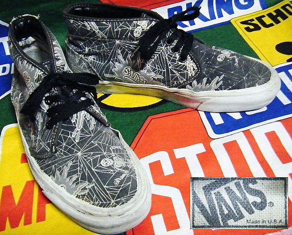 ☆コレクタブルなスパイダー柄☆Made in USA制アメリカ制VANSビンテージスニーカーチャッカ黒色80s80年代90s90年代SK8スケートキャバレロ