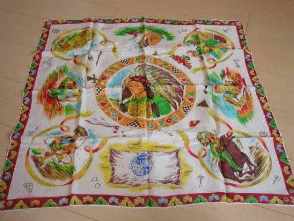 1940\'s-1960\'s The great show on earth Vintage Indian Native American n scarf bandana handkerchie -f silk made?