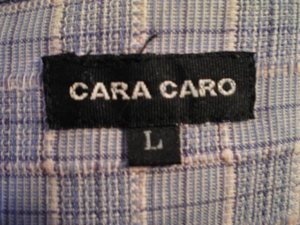 \100～水色縞模様☆CARA CAROのジャケット(Used)【SIZE-L】！_ブランド名の表示タグを撮影した画像です。