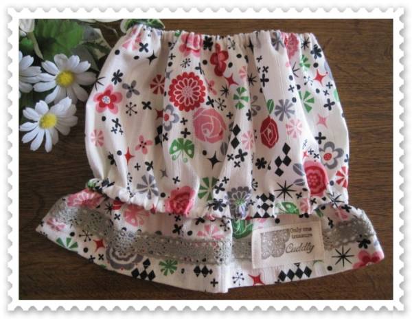 超可愛い?レトロ★ローズ柄★薔薇★バラ★小型犬用スヌード★白