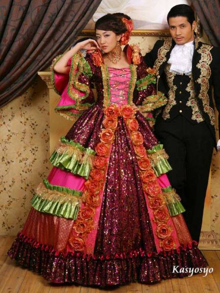 舞台衣装 ステージ衣装に 中世貴族風ふんわり カラードレス